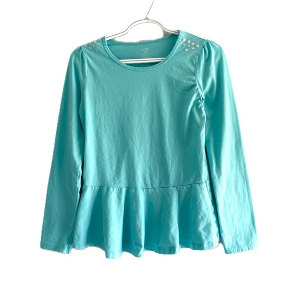 George Girls Blue Long Sleeve Flare Cut Top Size 16 - Picture 1 of 5